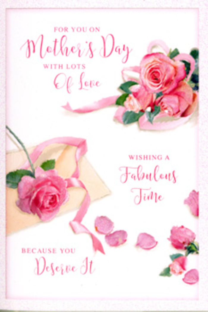 Displayed against a softly illuminated white background, this Mother's Day card captures the feeling of a hand-tied bouquet translated into paper, much like the delicate rose arrangements prepared in the quiet back rooms of Kennington florists. At the focal point, a generous cluster of pink roses nestles together, some fully open in lush, layered spirals, others just beginning to unfurl. Their tones range from gentle blush to more saturated rose pink, with careful shading that suggests the natural crinkles and curves found in real petals. Around the bouquet, a sprinkling of individual petals lies as if they have drifted down from the blooms themselves, creating a sense of time passing and cherished moments collected, reminiscent of walks along the leafy streets leading to Kennington Park. A soft pastel ribbon-perhaps a pale pink or delicate cream-threads through the roses, looping and curling with an easy grace that echoes the skill of an experienced florist tying the final bow on a Mother's Day gift. The card's lighting feels like quiet morning light, with subtle highlights along the petal edges and faint shadows that add depth without any harsh contrast, giving the entire scene a calm, soothing atmosphere. Flowing script, written in an elegant, slightly sweeping hand, spells out a loving Mother's Day message. The letters hover above the floral arrangement rather than dominate it, allowing the roses to carry most of the emotion while the words gently underline it. The balance of white space, soft pinks, and modest greenery lends the card a refined, timeless quality-ideal for pairing with a fresh bouquet delivered anywhere in Kennington to honour a mother's enduring love.