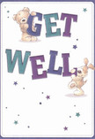 Radiating joy and gentle optimism, this get well card features two heartwarming friends-a teddy bear and a floppy-eared pup-who seem ready to leap off the page and offer their embrace along Kennington's friendly rows. Designed with delightful detail, the bear perches atop the bold 'Get,' his fur drawn so softly it invites the imagination to reach out, while the expressive puppy supports the equally lively 'Well' below. The card's large block letters, shaded in striking indigo and teal, pop confidently against a smooth, creamy backdrop, reminiscent of the inviting interiors at neighbourhood bakeries. Scattered stars flicker in jewel-toned blues and violets, evoking the magical sparkle of evening lights on Kennington Road. The entire composition pulses with an atmosphere of sincere comfort-a visual message as nurturing as a carefully chosen bouquet delivered to a friend in SE11. This card's warmth, hope, and playfulness blend together, delivering a gentle balm for recovery and a tangible reminder that kindness flourishes in every corner of our community.